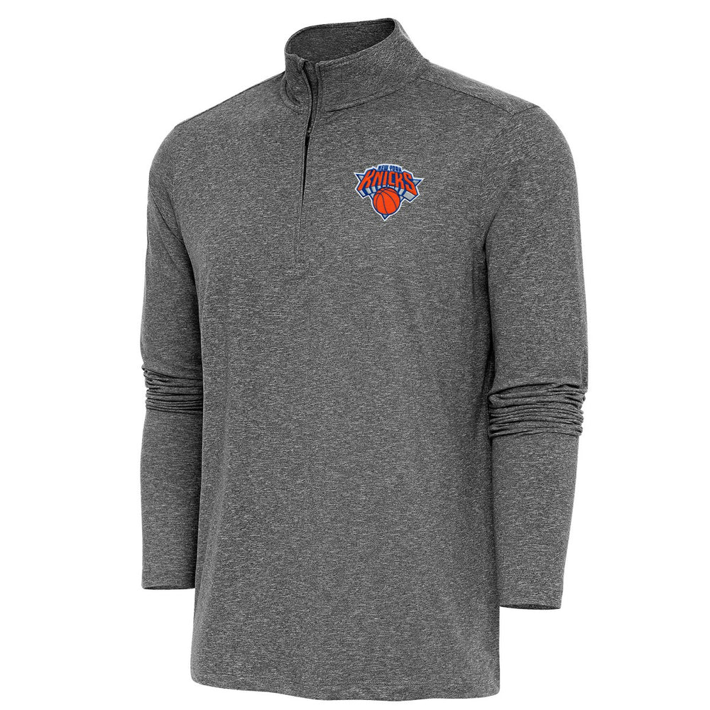 New York Knicks Antigua Hunk Quarter-Zip Pullover Top - Heather Black discount