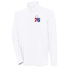 Philadelphia 76ers Antigua Hunk Quarter-Zip Pullover Top - White outlet