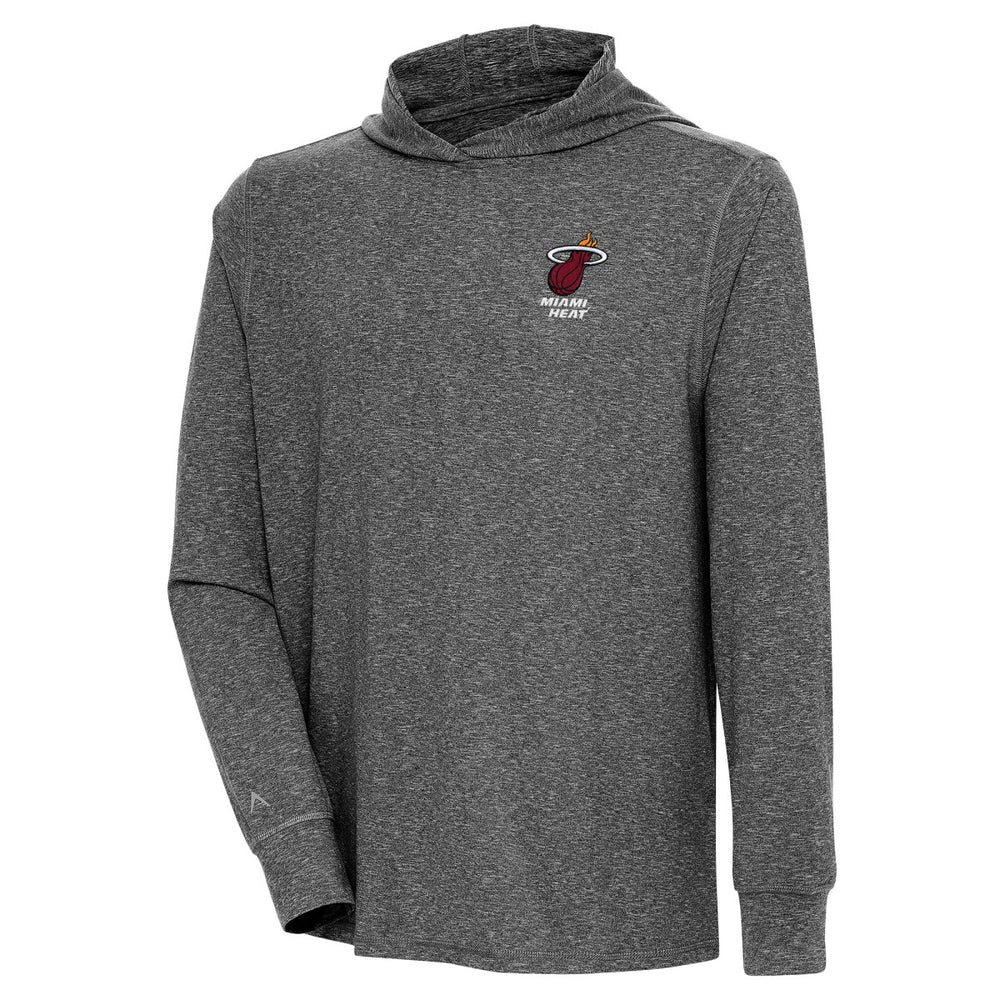 Miami Heat Antigua Saga Long Sleeve Hoodie T-Shirt - Heather Black outlet