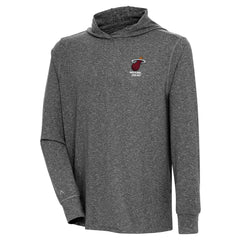 Miami Heat Antigua Saga Long Sleeve Hoodie T-Shirt - Heather Black outlet