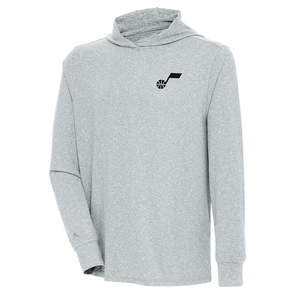 Utah Jazz Antigua Saga Long Sleeve Hoodie T-Shirt - Heather Gray outlet