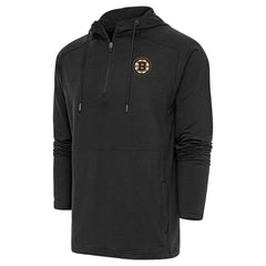 Boston Bruins Antigua Spikes Raglan Quarter-Zip Hoodie - Heather Black Hoodies