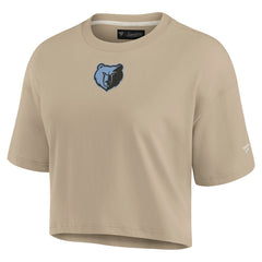Memphis Grizzlies Women's Elements Super Soft Boxy Cropped T-Shirt - Khaki for sale