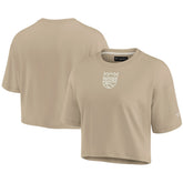 Sacramento Kings Women's Elements Super Soft Boxy Cropped T-Shirt - Khaki shop