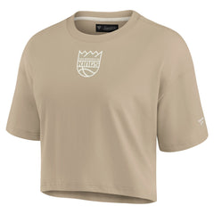 Sacramento Kings Women's Elements Super Soft Boxy Cropped T-Shirt - Khaki shop