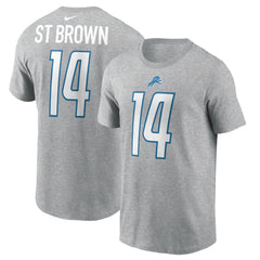 Amon-Ra St. Brown Detroit Lions Player Name & Number T-Shirt - Gray online