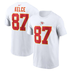 Travis Kelce Kansas City Chiefs Player Name & Number T-Shirt - White for sale