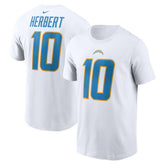 Justin Herbert Los Angeles Chargers Player Name & Number T-Shirt - White sale