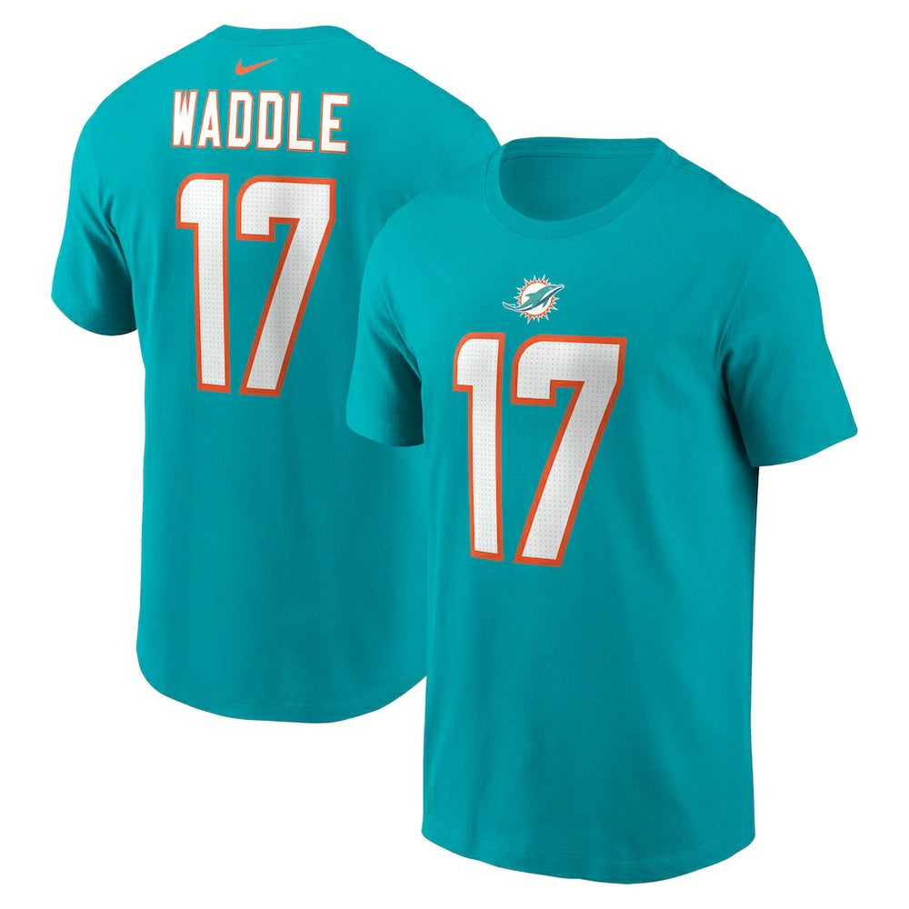 Jaylen Waddle Miami Dolphins Player Name & Number T-Shirt - Aqua for sale
