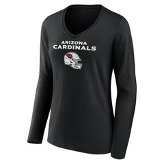 Arizona Cardinals Women's Personalized Name & Number Team Wordmark Long Sleeve V-Neck T-Shirt - Black for sale