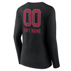 Arizona Cardinals Women's Personalized Name & Number Team Wordmark Long Sleeve V-Neck T-Shirt - Black for sale