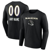 Baltimore Ravens Personalized Name & Number Team Wordmark Long Sleeve T-Shirt - Black online