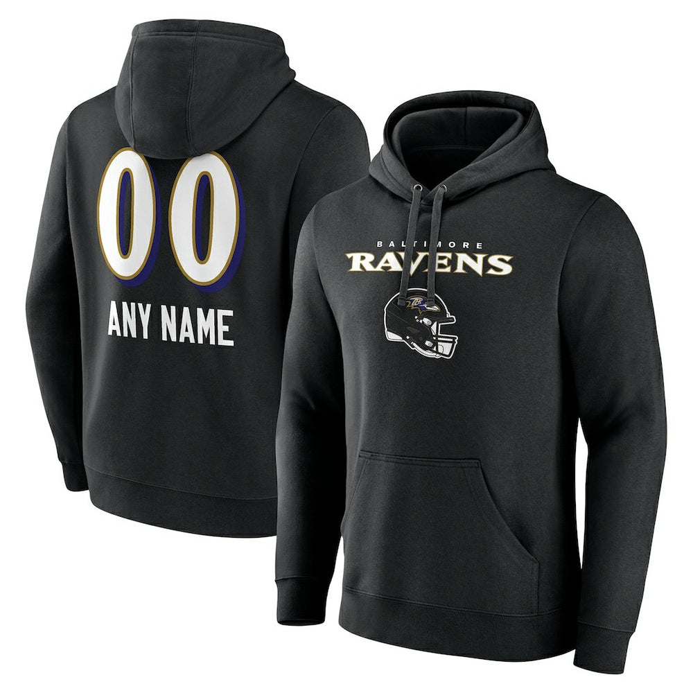 Baltimore Ravens Personalized Name & Number Team Wordmark Pullover Hoodie - Black cheap