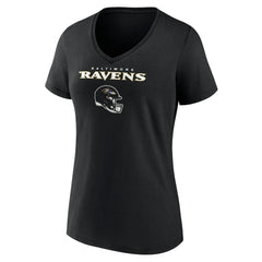Baltimore Ravens Women's Personalized Name & Number Team Wordmark V-Neck T-Shirt - Black outlet