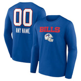 Buffalo Bills Personalized Name & Number Team Wordmark Long Sleeve T-Shirt - Royal outlet