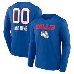 Buffalo Bills Personalized Name & Number Team Wordmark Long Sleeve T-Shirt - Royal outlet