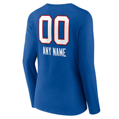 Buffalo Bills Women's Personalized Name & Number Team Wordmark Long Sleeve V-Neck T-Shirt - Royal discount
