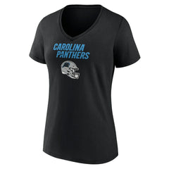Carolina Panthers Women's Personalized Name & Number Team Wordmark V-Neck T-Shirt - Black on sale