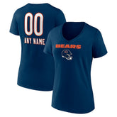 Chicago Bears Women's Personalized Name & Number Team Wordmark V-Neck T-Shirt - Navy online