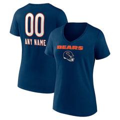 Chicago Bears Women's Personalized Name & Number Team Wordmark V-Neck T-Shirt - Navy online