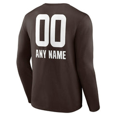 Cleveland Browns Personalized Name & Number Team Wordmark Long Sleeve T-Shirt - Brown online