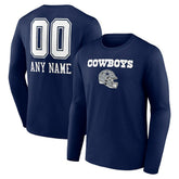 Dallas Cowboys Personalized Name & Number Team Wordmark Long Sleeve T-Shirt - Navy online
