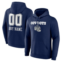 Dallas Cowboys Personalized Name & Number Team Wordmark Pullover Hoodie - Navy online