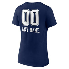 Dallas Cowboys Women's Personalized Name & Number Team Wordmark V-Neck T-Shirt - Navy on sale