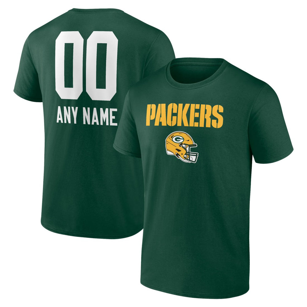 Green Bay Packers Personalized Name & Number Team Wordmark T-Shirt - Green outlet