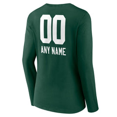 Green Bay Packers Women's Personalized Name & Number Team Wordmark Long Sleeve V-Neck T-Shirt - Green cheap