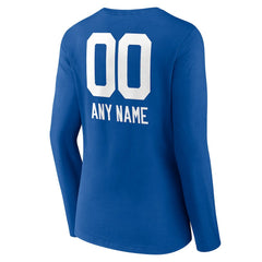 Indianapolis Colts Women's Personalized Name & Number Team Wordmark Long Sleeve V-Neck T-Shirt - Royal discount