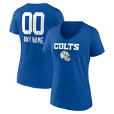 Indianapolis Colts Women's Personalized Name & Number Team Wordmark V-Neck T-Shirt - Royal on sale