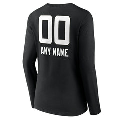 Jacksonville Jaguars Women's Personalized Name & Number Team Wordmark Long Sleeve V-Neck T-Shirt - Black for sale