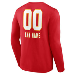 Kansas City Chiefs Personalized Name & Number Team Wordmark Long Sleeve T-Shirt - Red for sale