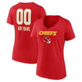 Kansas City Chiefs Women's Personalized Name & Number Team Wordmark V-Neck T-Shirt - Red on sale