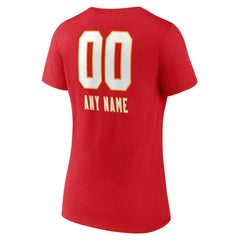 Kansas City Chiefs Women's Personalized Name & Number Team Wordmark V-Neck T-Shirt - Red on sale