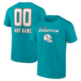 Miami Dolphins Personalized Name & Number Team Wordmark T-Shirt - Aqua on sale