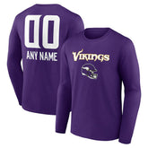 Minnesota Vikings Personalized Name & Number Team Wordmark Long Sleeve T-Shirt - Purple outlet