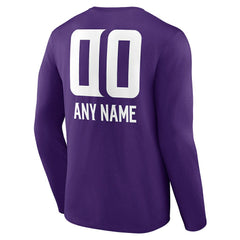 Minnesota Vikings Personalized Name & Number Team Wordmark Long Sleeve T-Shirt - Purple outlet