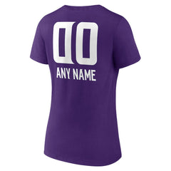 Minnesota Vikings Women's Personalized Name & Number Team Wordmark V-Neck T-Shirt - Purple cheap