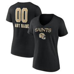New Orleans Saints Women's Personalized Name & Number Team Wordmark V-Neck T-Shirt - Black sale