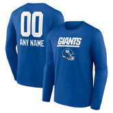 New York Giants Personalized Name & Number Team Wordmark Long Sleeve T-Shirt - Royal for sale