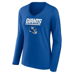 New York Giants Women's Personalized Name & Number Team Wordmark Long Sleeve V-Neck T-Shirt - Royal cheap