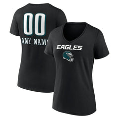 Philadelphia Eagles Women's Personalized Name & Number Team Wordmark V-Neck T-Shirt - Black for sale