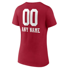 San Francisco 49ers Women's Personalized Name & Number Team Wordmark V-Neck T-Shirt - Scarlet on sale