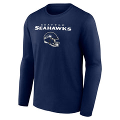 Seattle Seahawks Personalized Name & Number Team Wordmark Long Sleeve T-Shirt - College Navy discount