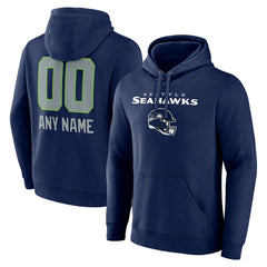 Seattle Seahawks Personalized Name & Number Team Wordmark Pullover Hoodie - College Navy discount