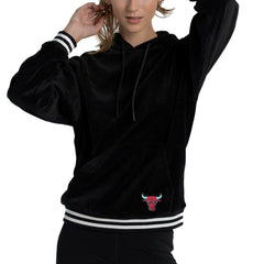 Chicago Bulls Lusso Women's Nellie Oversized Velour Pullover Hoodie - Black for sale