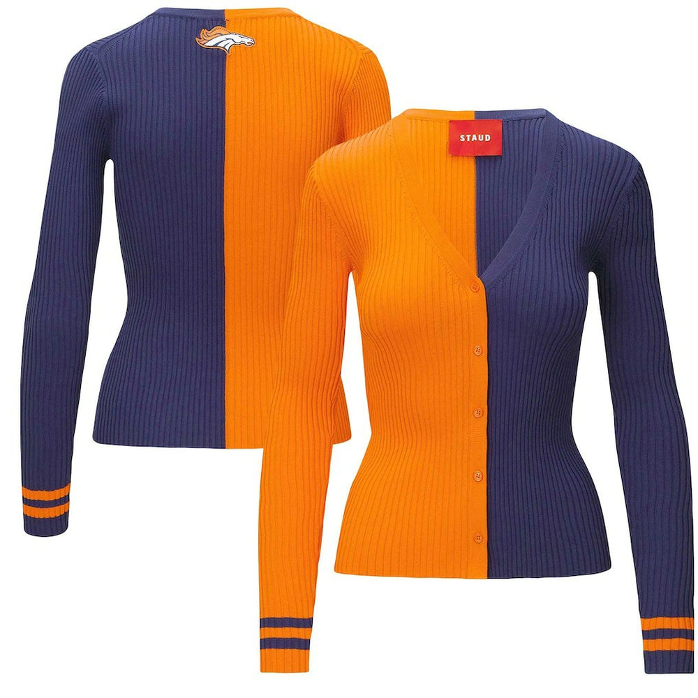 Denver Broncos STAUD Women's Cargo Sweater - Orange/Navy discount