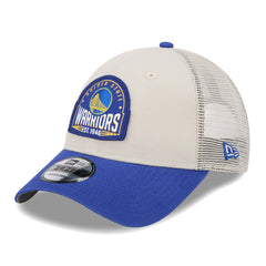 Golden State Warriors Throwback Patch Trucker 9FORTY Adjustable Hat sale - Khaki/Royal outlet